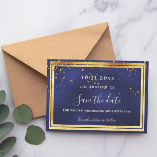 Navyblaue goldene Konfetti-Geburtstagsfeier Save The Date