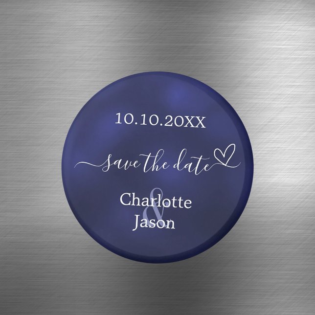 Navyblaue Herz Hochzeit Save the Date Magnet (Von Creator hochgeladen)