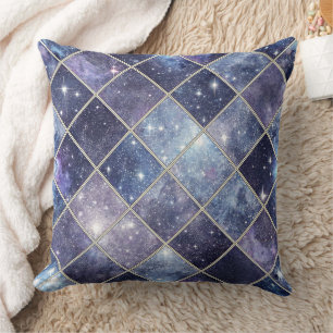 Navyblaue Himmel Diamantgitter Stern Kissen