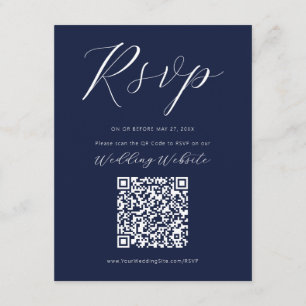 Navyblaue Kalligrafie-Schrift RSVP-Einlagekarte Begleitkarte