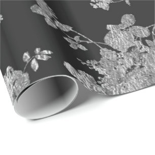 Navyblaue Kunstsilber shabby vintage chic Blumenmu Geschenkpapier