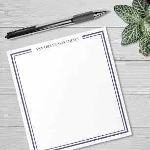 Navyblaue Minimalistische Monogramm Notizblock