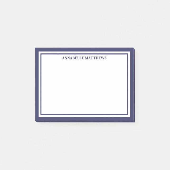 Navyblaue Minimalistische Monogramm Post-it Klebezettel (Vorderseite)