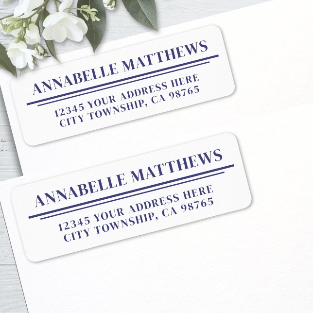 Navyblaue minimalistische Rücksendeadresse (Navy Blue Minimalist Return Address Label )