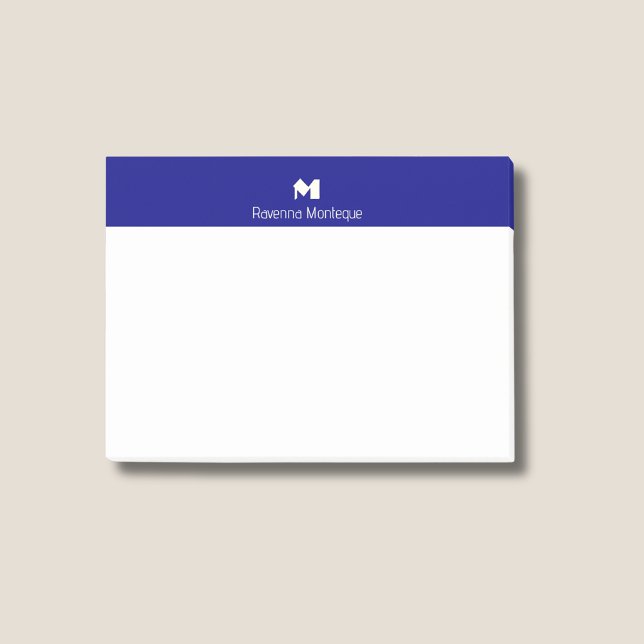 Navyblaue moderne personalisierte Namensinitialen Post-it Klebezettel (Von Creator hochgeladen)