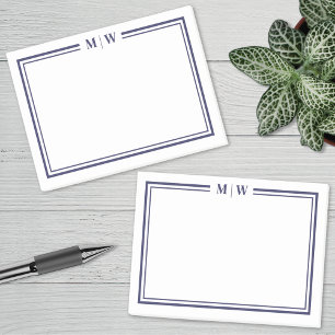 Navyblaue Monogramm Post-it Klebezettel
