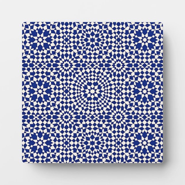 Navyblaue Mosaik-Geometrie Fotoplatte (Vorderseite)