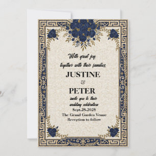 Navyblaue Mosaik-Hochzeitseinladung Einladung