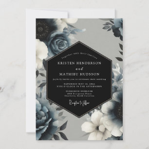 Navyblaue mystische Winterhochzeit Einladung