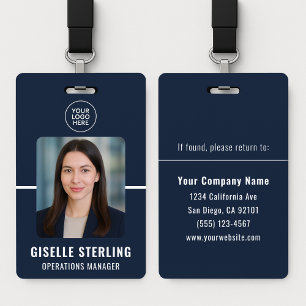 Navyblaue personalisierte Mitarbeiter-ID-Karte Ausweis