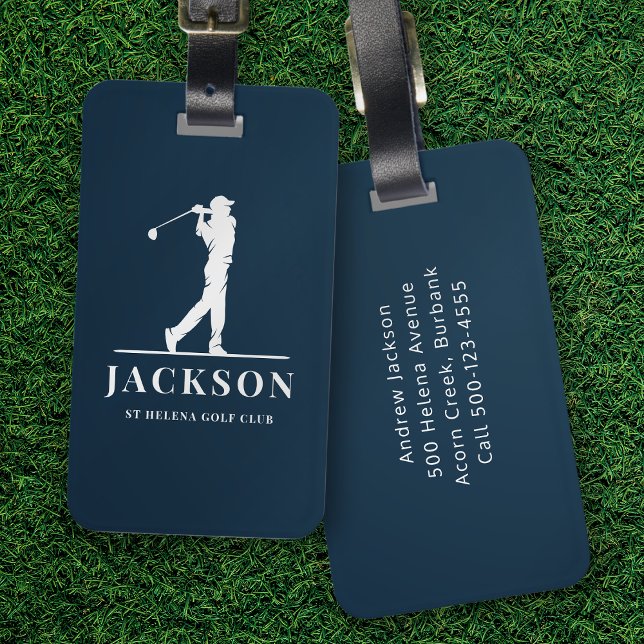 Navyblaue personalisierte Monogramm-Golfer Gepäckanhänger (Von Creator hochgeladen)