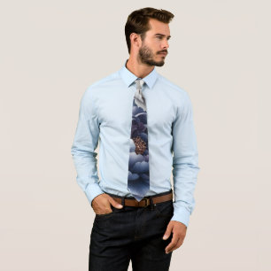 Navyblaue Pfingstrosen und weiße Rosen Hochzeit He Krawatte