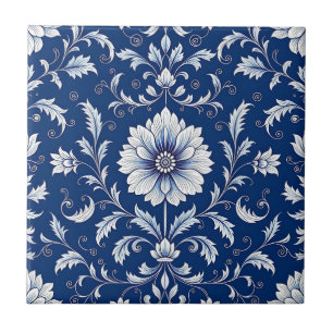 Navyblaue Porzellan-Blumenmuster Fliese