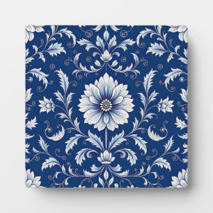 Navyblaue Porzellan-Blumenmuster Fotoplatte