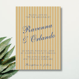 Navyblaue Retro-Honig-Vintage-Streifen-Hochzeit Einladung