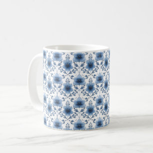 Navyblaue Retro süße vintage elegante Chic-Blume  Kaffeetasse