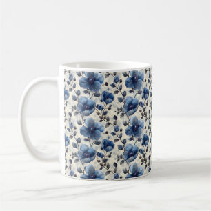 Navyblaue Retro Süße Vintage Elegante Schicke Blum Kaffeetasse