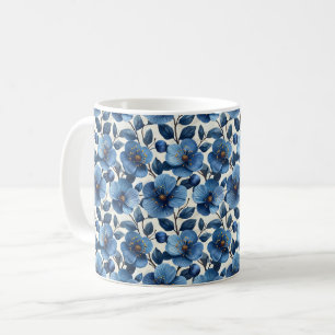 Navyblaue Retro Süße Vintage Elegante Schicke Blum Kaffeetasse