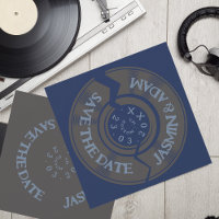 Navyblaue Retro-Vinyl-Schallplatten-Hochzeit