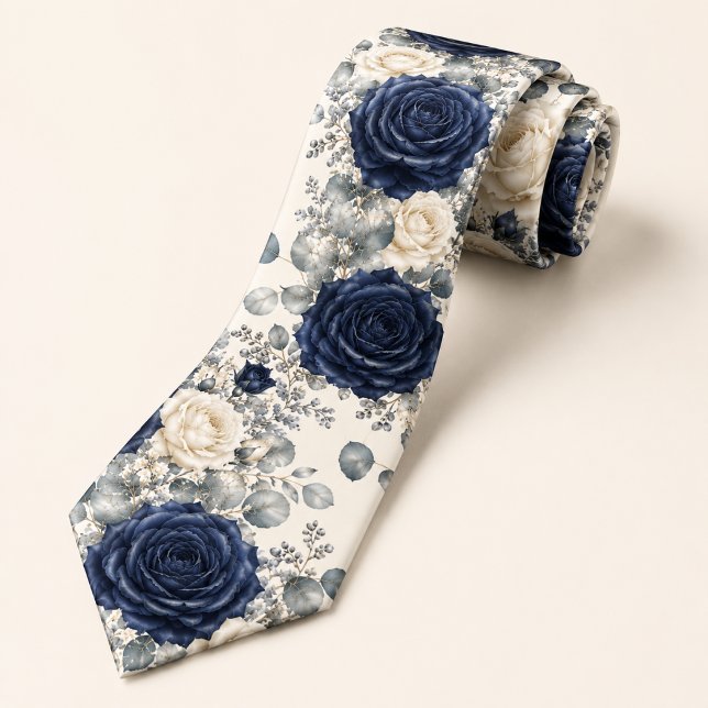 Navyblaue Rosen-Winterhochzeit Krawatte (Von Creator hochgeladen)