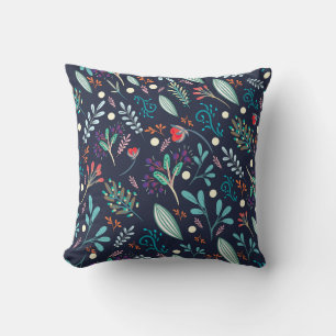 Navyblaue Rustikale Florale Folk-Art-Muster-Kissen Kissen
