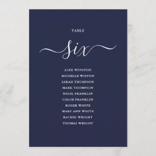 Navyblaue Schrift Tischnummer 6 Sitzordnung