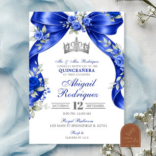 Navyblaue Silver Coquette Quinceanera Einladung