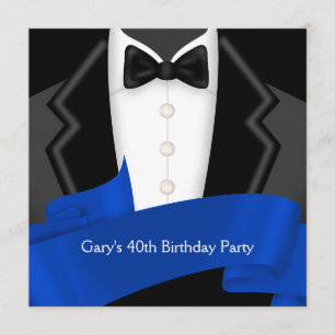 Navyblaue Smoking-Männer 40. Geburtstagsfeier Einladung