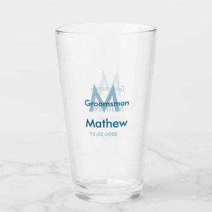 Navyblaue Trauzeuge Namensbuchstabe Datum männlich Glas
