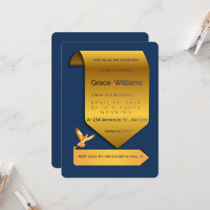 Navyblaue und goldene Folien-Schriftrolle Brautpar Einladung