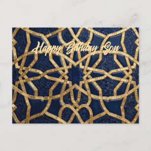 Navyblaue und goldene Geburtstagskarte für Jungen Postkarte