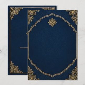 Navyblaue und goldene marokkanische Bögen-Einladun Einladung
