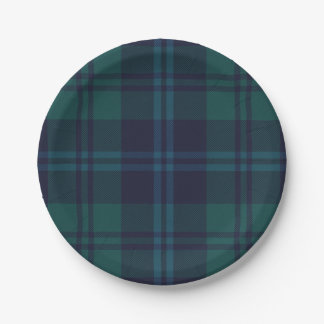 Navyblaue und grüne Tartan-Karo-Papierteller Pappteller