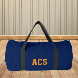Navyblaue und orangefarbene Schulfarben und -buchs Duffle Bag