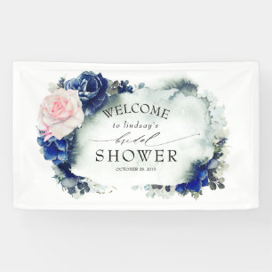 Navyblaue und rosa florale Brautparty Banner