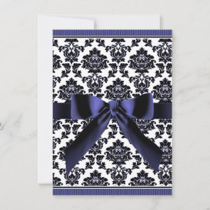 Navyblaue und schwarze Damast-Hochzeitseinladungen Einladung