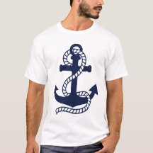 Navyblaue und weiße Anker-T-Shirt