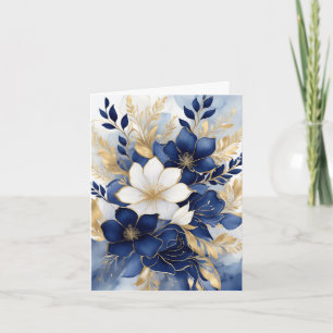 Navyblaue und weiße botanische Blumen