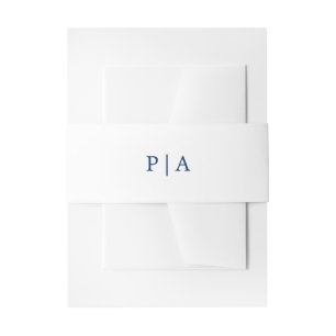 Navyblaue und weiße einfache Hochzeit mit Monogram Einladungsbanderole