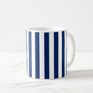 Navyblaue und weiße vertikale Streifen Kaffeetasse