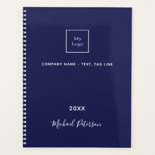 Navyblaue weiße Monogramm-Geschäftslogo 2027 Planer