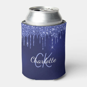 Navyblauer Glitter tropft weißen Namen Dosenkühler