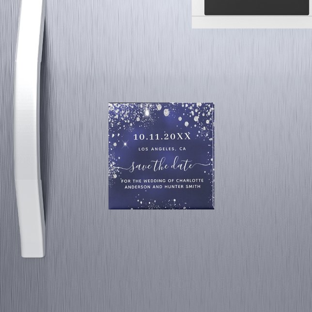 Navyblauer Hochzeitsmagnet mit Silber Save the Dat Magnet (Von Creator hochgeladen)