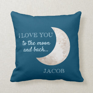 Navyblauer Mond Liebe dich bis zum Mond Kissen