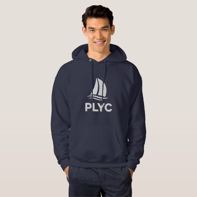 Navyblauer Pullover mit weißem PLYC-Logo (Vorne ganz)