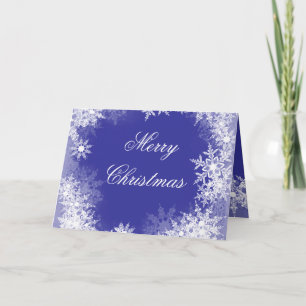 Navyblauer Schneekristall-Weihnachten Feiertagskarte