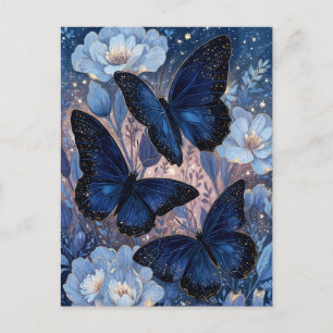 Navyblauer und goldener Schmetterling mit blauer B Postkarte