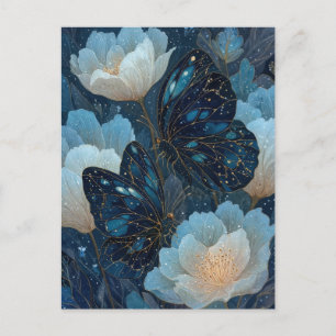 Navyblauer und goldener Schmetterling mit weißer B Postkarte