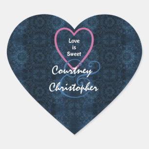 Navyblauer Vintage-inspirierter Grunge-Herzen-Aufk Herz-Aufkleber