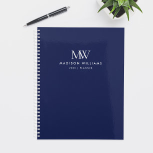 Navyblaues einfaches elegantes modernes Monogramm Planer